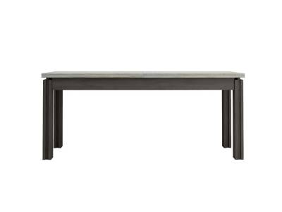 Table L.180 +  allonge BAXTER imitation chêne/ gris