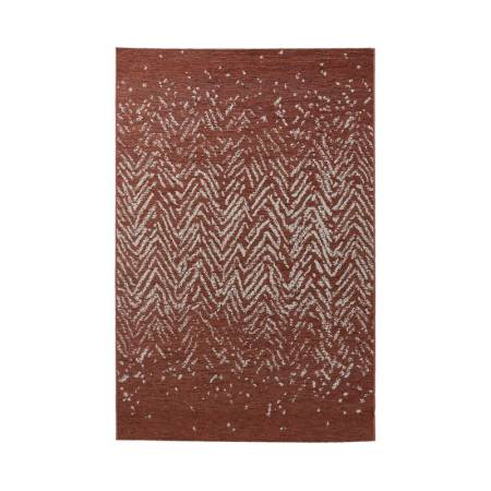 Tapis moderne en polyester et polypropylène terracotta rectangulaire à motifs géométriques 160 x 230 cm
