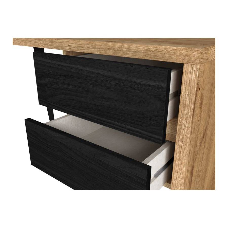 Bureau 2 tiroirs en bois et métal noir DARYL - DIP