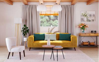 Réalisez une fabuleuse décoration en jaune et gris dans votre salon